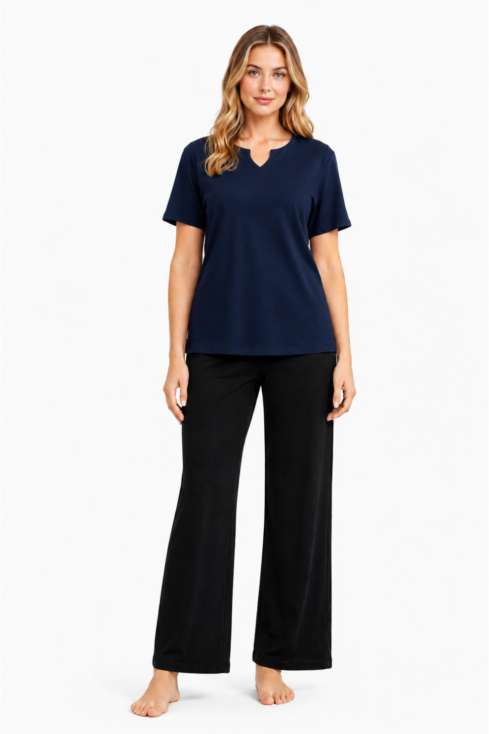 Summer V-Neck Tracksuit - Navy Blue