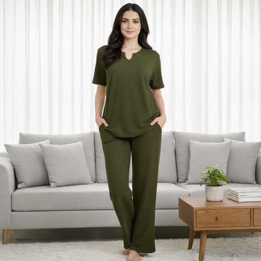 Serene Vibe Co-Ord - Olive Green