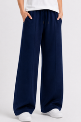 Pintuck Trousers – Relaxed Straight Fit- Navy