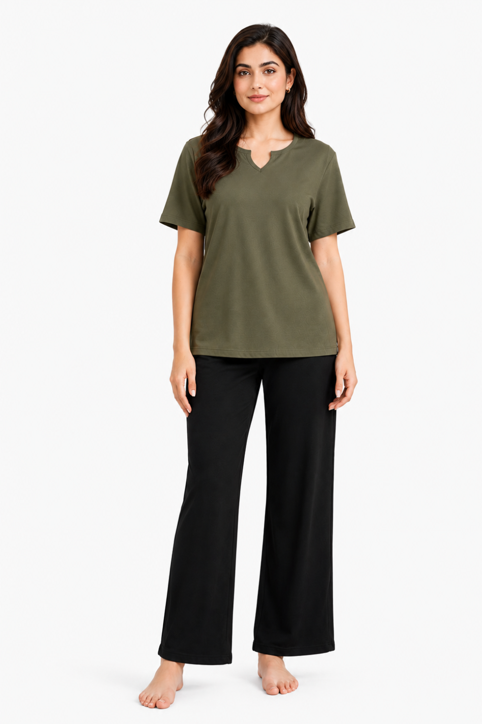 Summer V-Neck Tracksuit - Olive