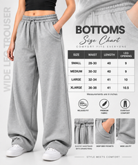 Relaxed Fit Wide Leg Baggy Trousers - Gray