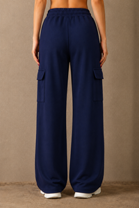 Wide-Leg Cargo Trousers - Blue
