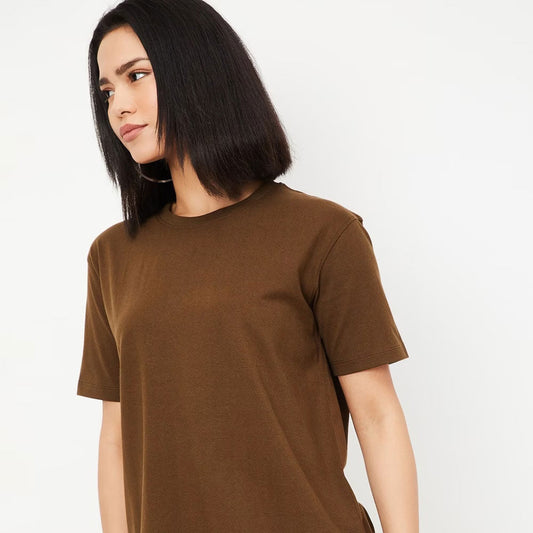 Women Aster Oversized Fit Crew-Neck T-Shirt - Brown