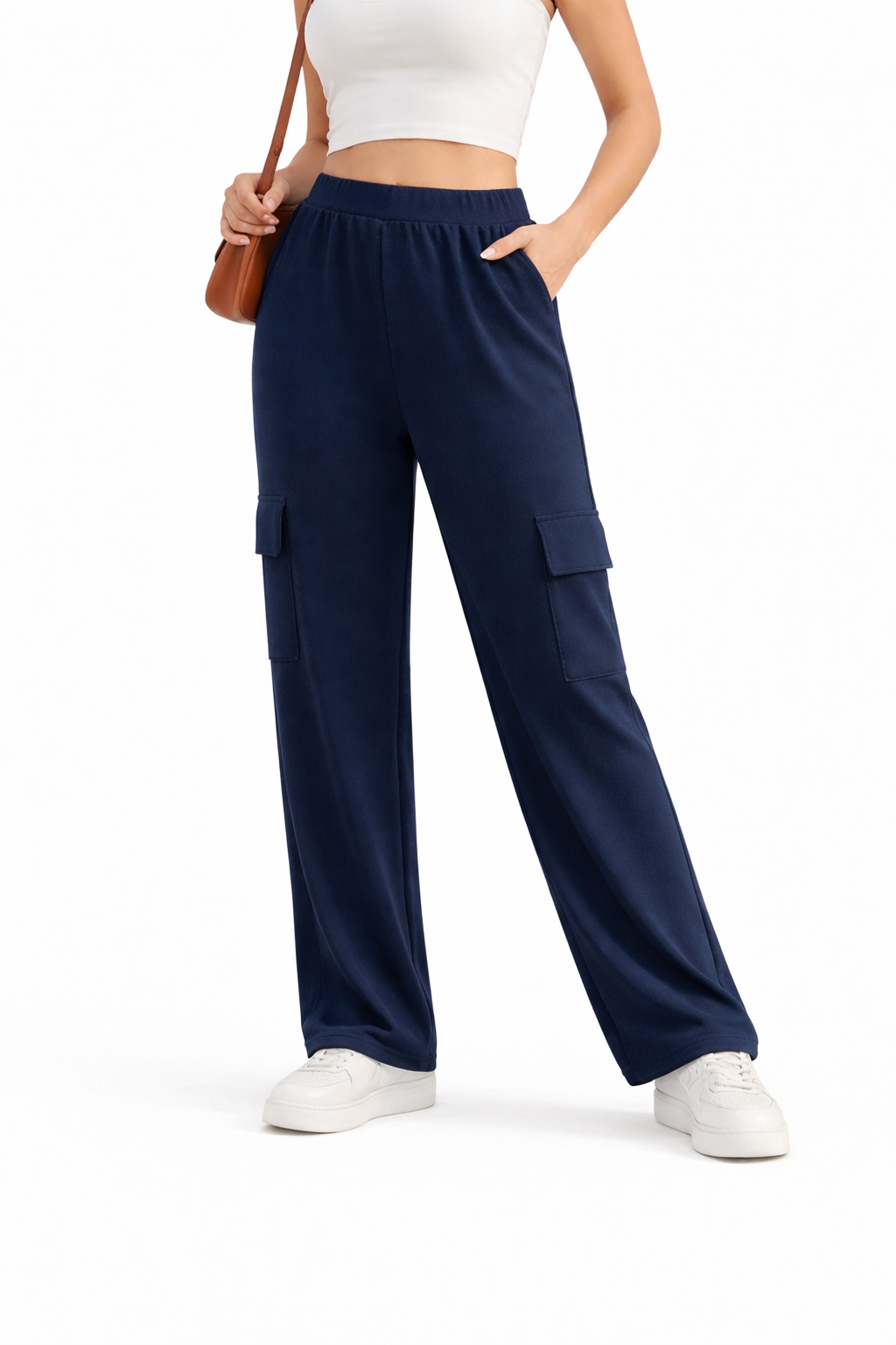 Wide-Leg Cargo Trousers - Blue