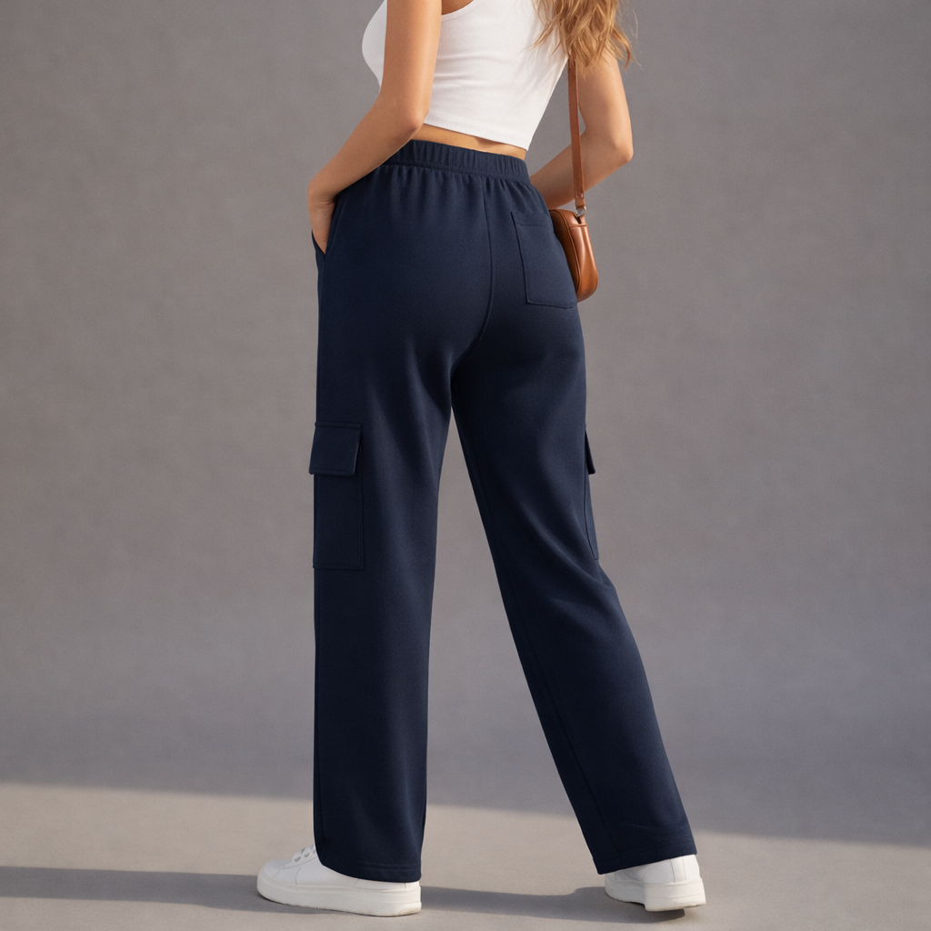 Wide-Leg Cargo Trousers - Blue