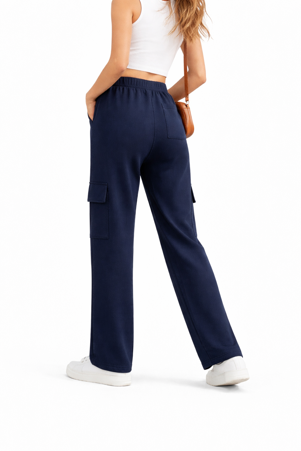 Wide-Leg Cargo Trousers - Blue