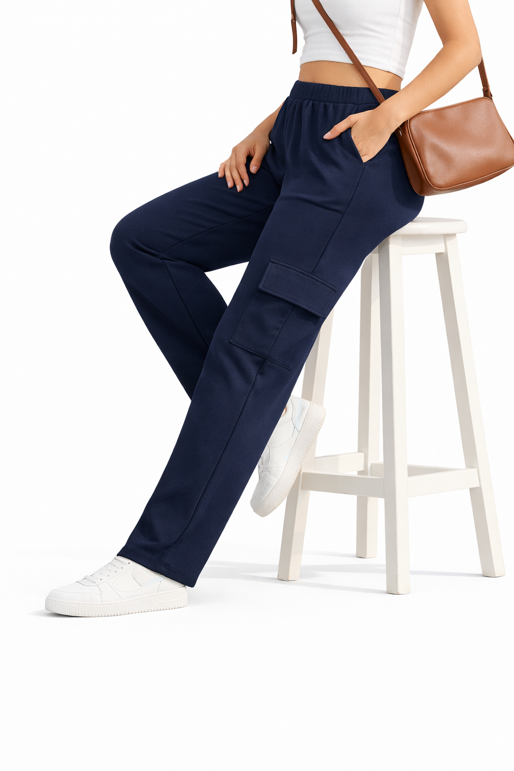 Wide-Leg Cargo Trousers - Blue