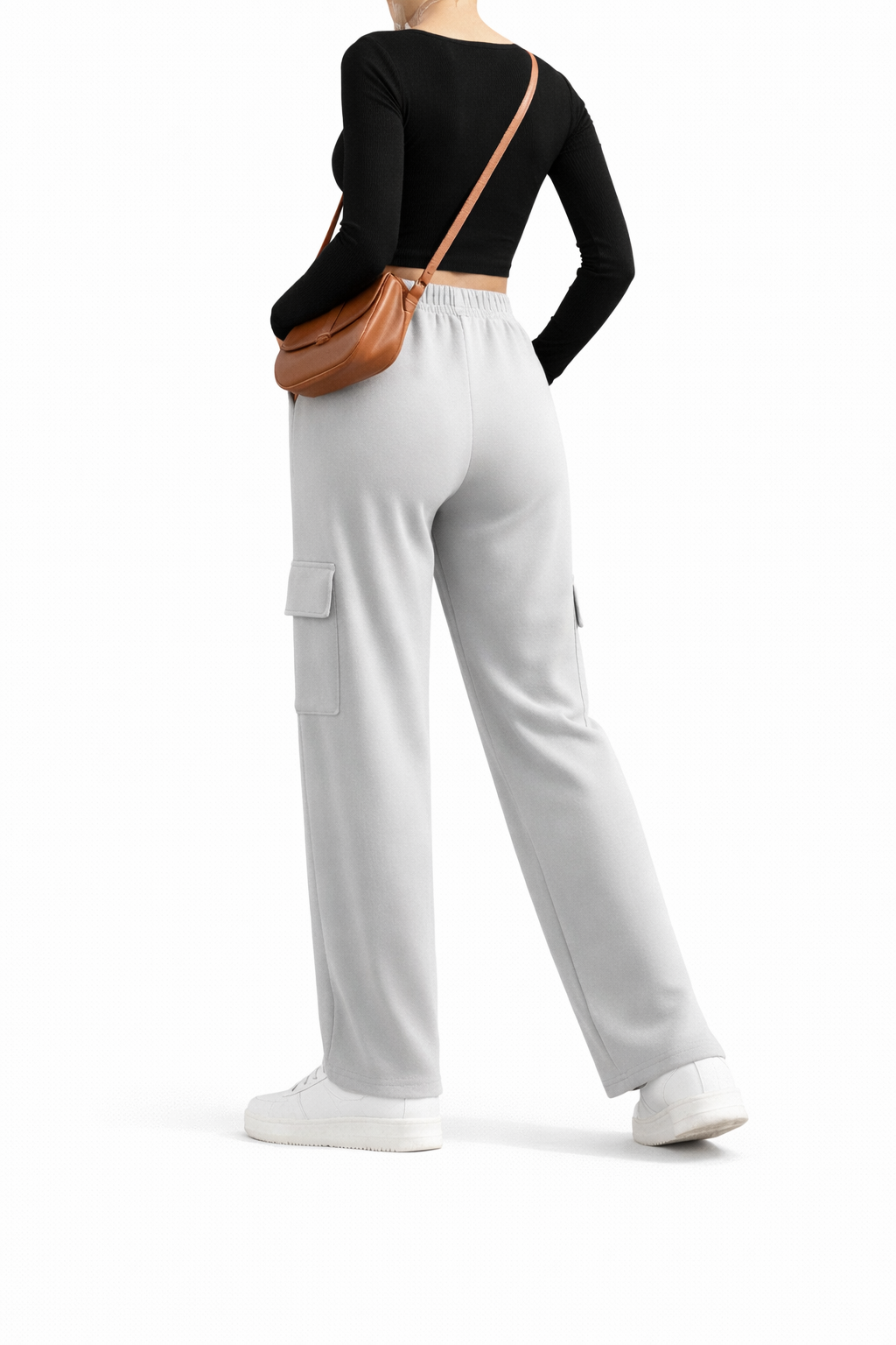 Wide-Leg Cargo Trousers - Gray