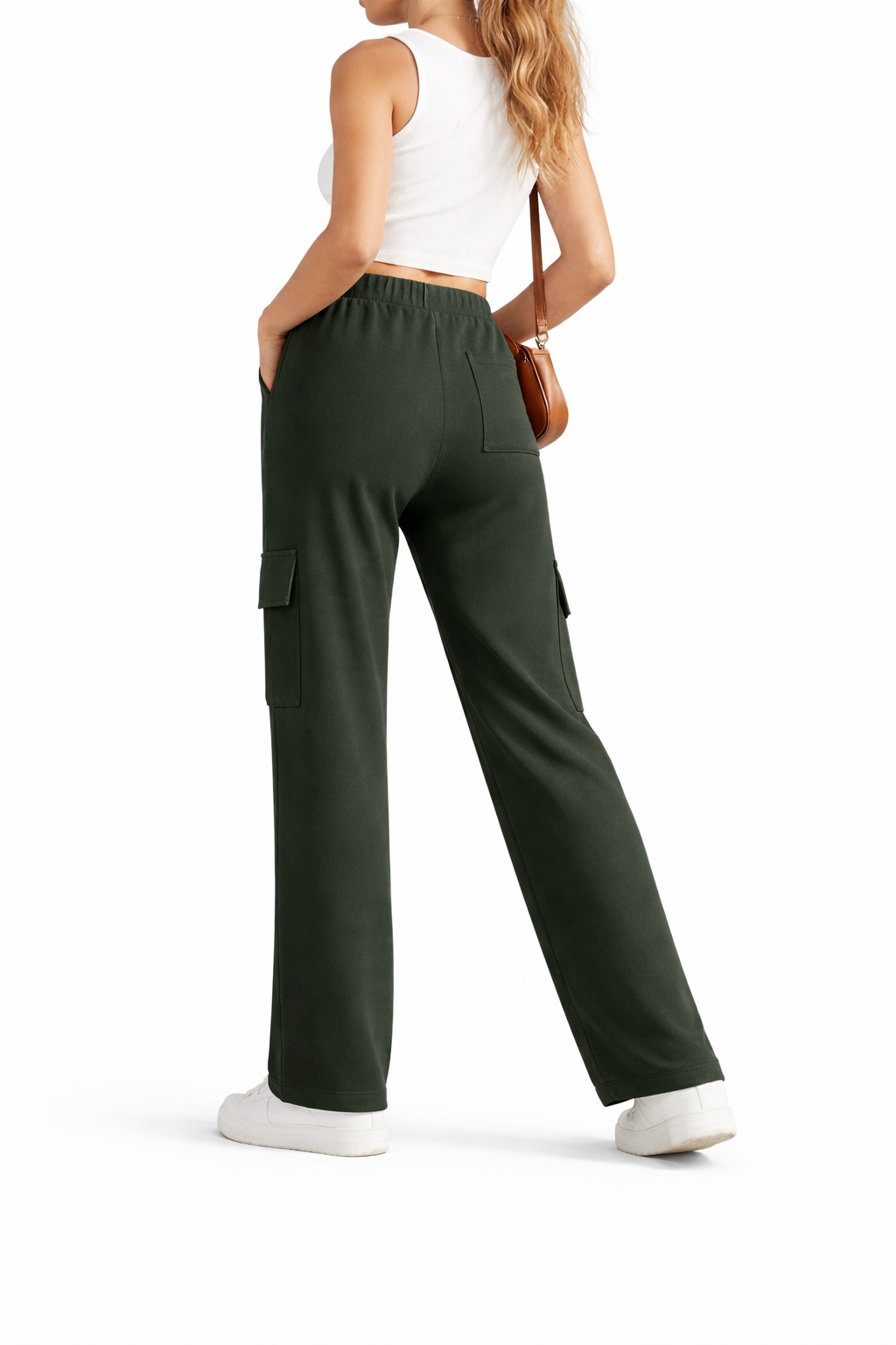 Wide-Leg Cargo Trousers - Olive