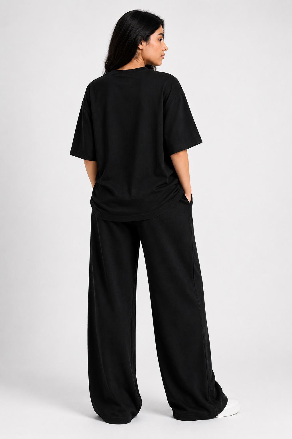 Chicago 09 Oversized T-Shirt & Wide Leg Trouser – Black
