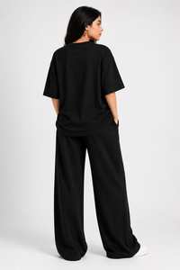 Chicago 09 Oversized T-Shirt & Wide Leg Trouser – Black