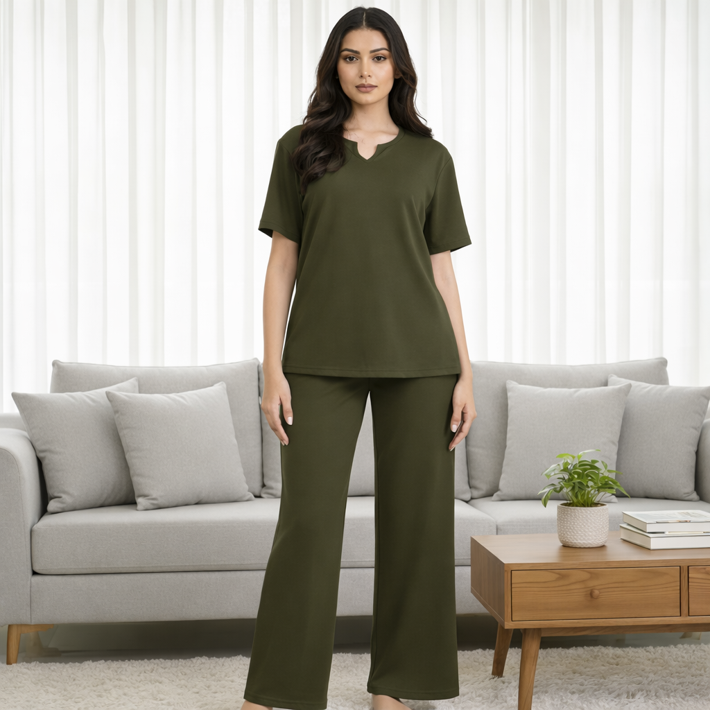 Serene Vibe Co-Ord - Olive Green