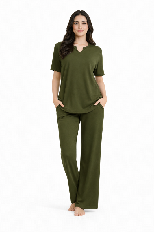 Serene Vibe Co-Ord - Olive Green
