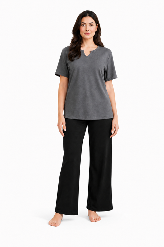 Summer V-Neck Tracksuit - Steel Gray