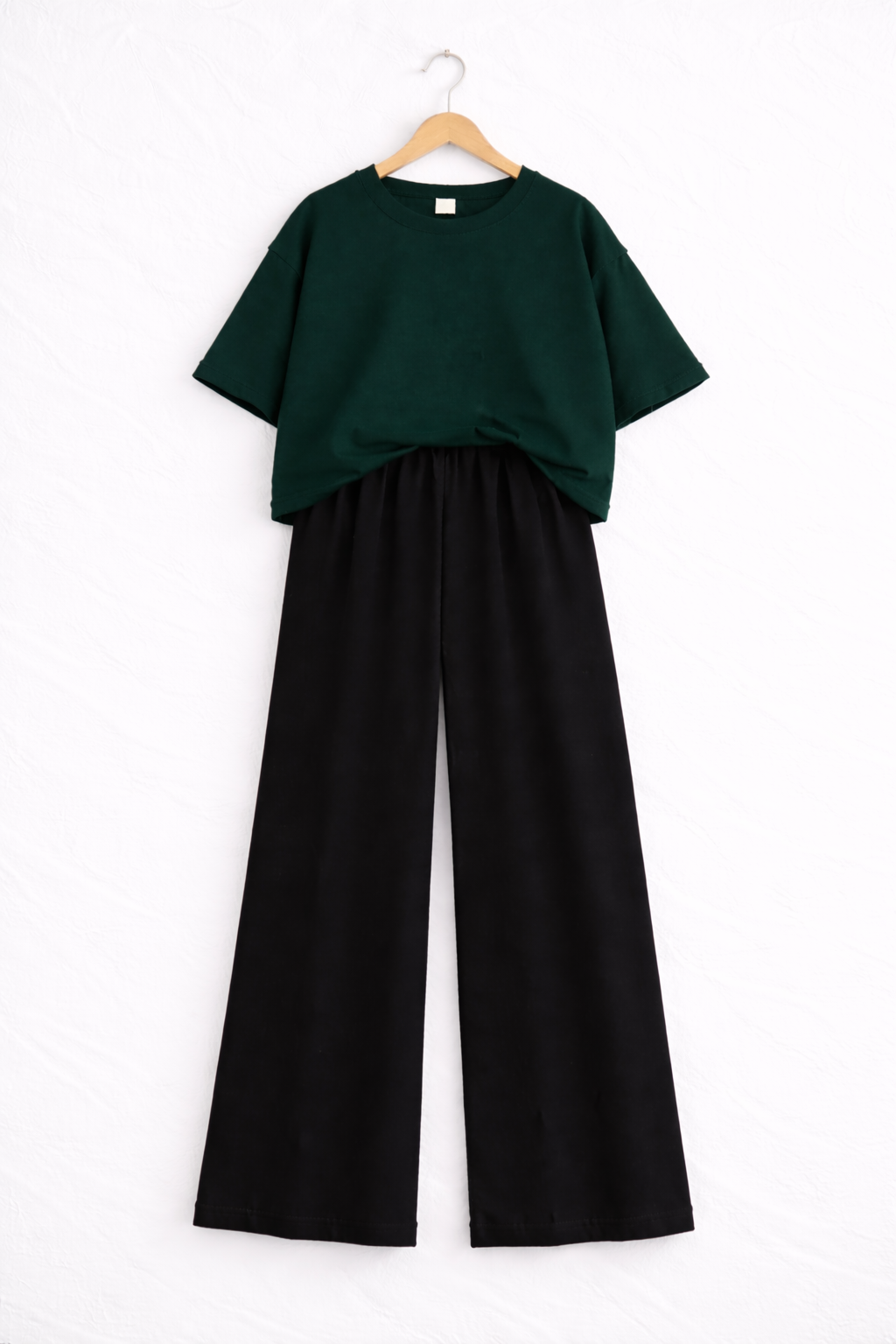 Women’s Oversized T-Shirt & Flapper Combo Set - Bottle Green