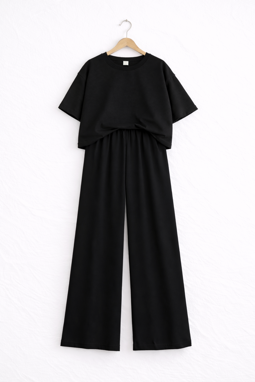 Women’s Oversized T-Shirt & Flapper Combo Set - Black