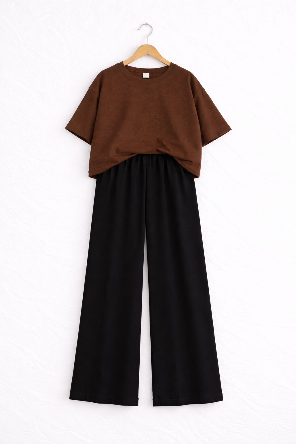 Women’s Oversized T-Shirt & Flapper Combo Set - Brown