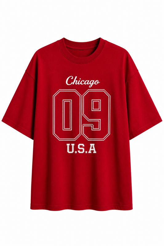 Chicago 09 Oversized T-Shirt - Red