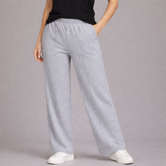 Women’s French Terry Pintuck Trousers – Relaxed Straight Fit