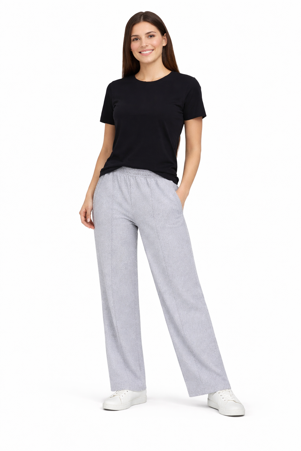 Women’s French Terry Pintuck Trousers – Relaxed Straight Fit