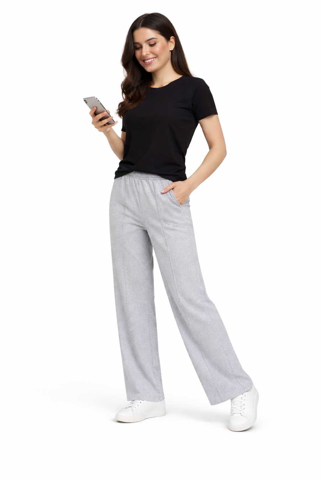Women’s French Terry Pintuck Trousers – Relaxed Straight Fit