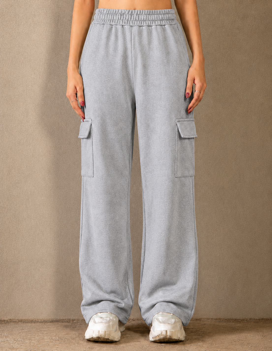 Wide-Leg Cargo Trousers - Gray