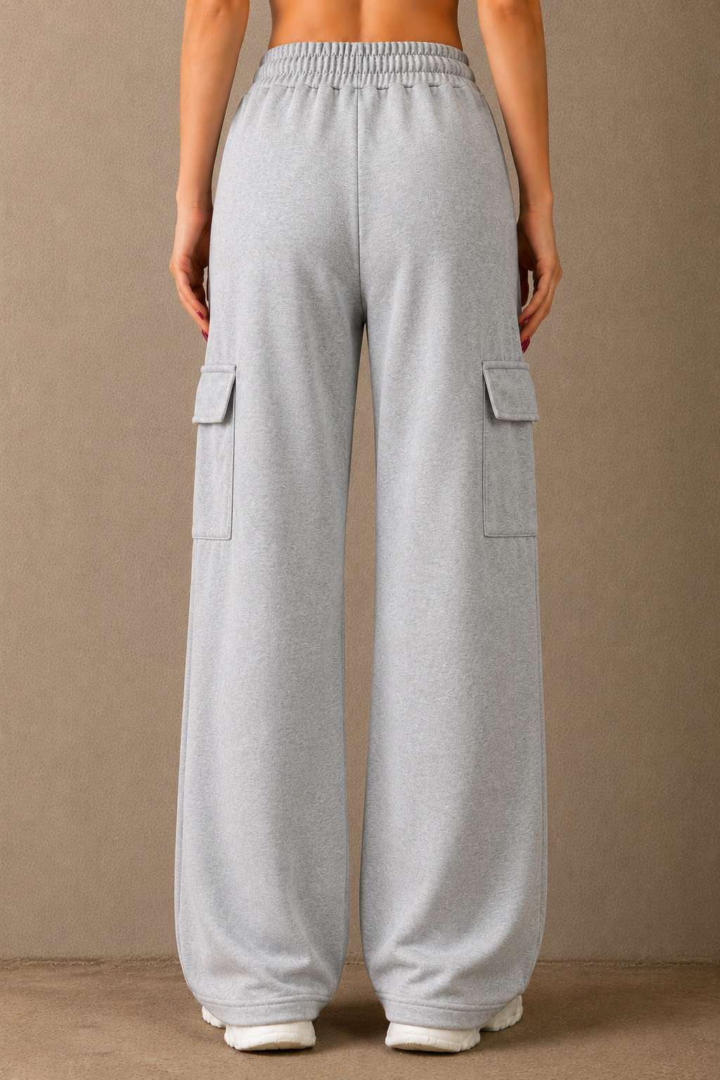 Wide-Leg Cargo Trousers - Gray