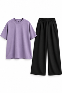 Women’s Oversized T-Shirt & Flapper Combo Set - Lilac