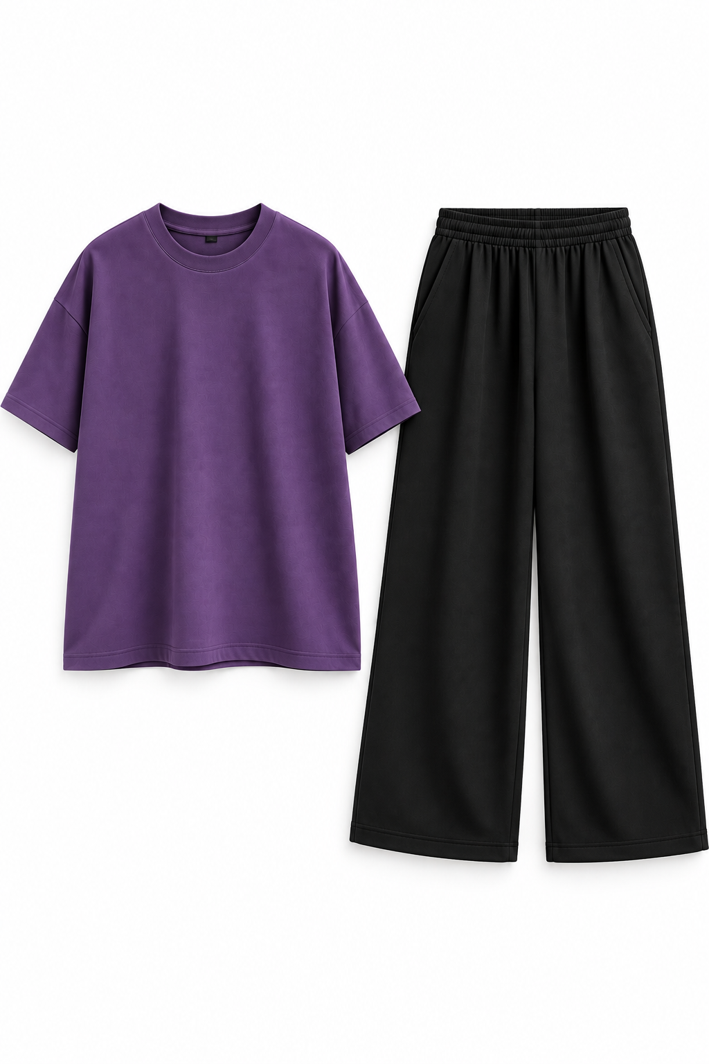Women’s Oversized T-Shirt & Flapper Combo Set - Purple