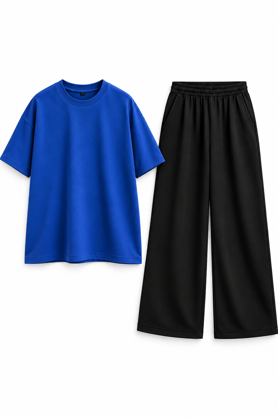 Women’s Oversized T-Shirt & Flapper Combo Set - Royal Blue