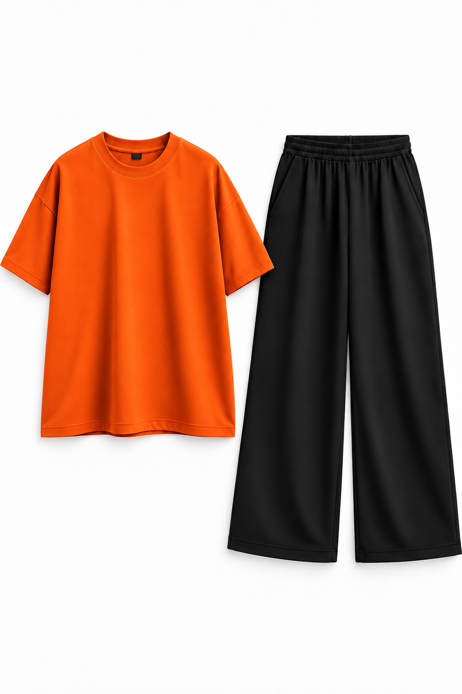 Women’s Oversized T-Shirt & Flapper Combo Set - Orange