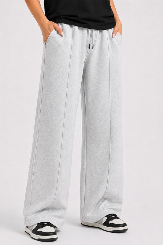 Women’s French Terry Pintuck Trousers – Relaxed Straight Fit