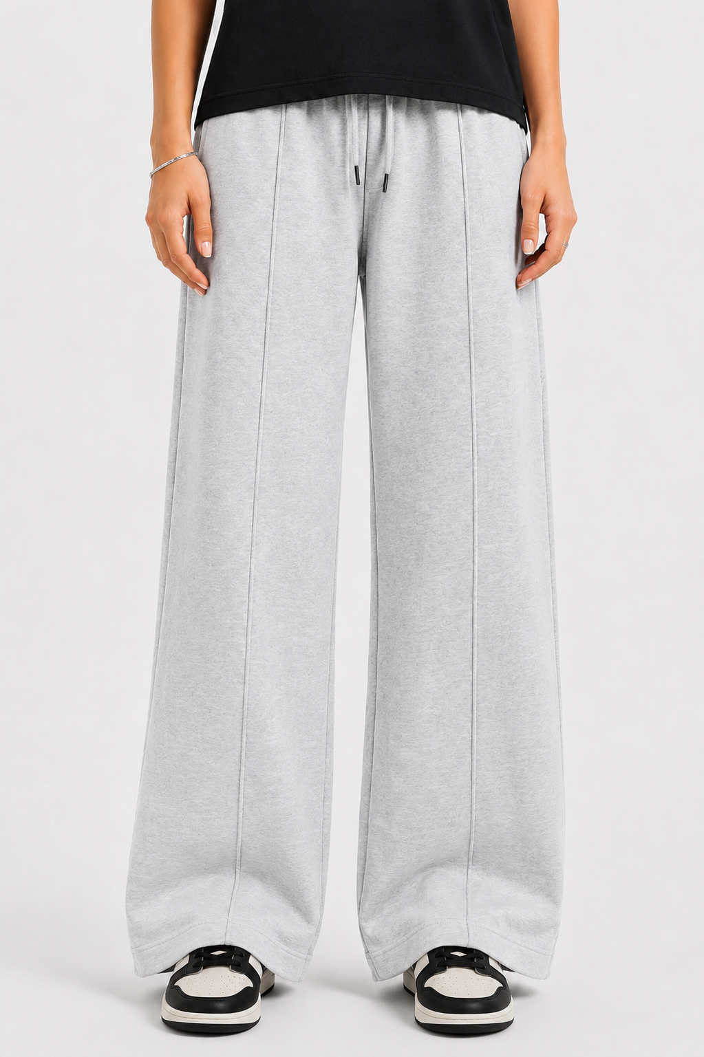 Women’s French Terry Pintuck Trousers – Relaxed Straight Fit
