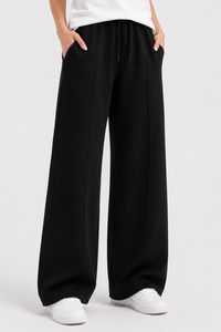 Pintuck Trousers – Relaxed Straight Fit - Black