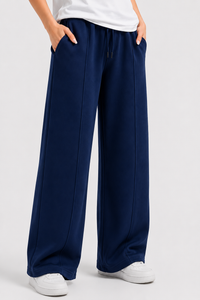 Pintuck Trousers – Relaxed Straight Fit- Navy