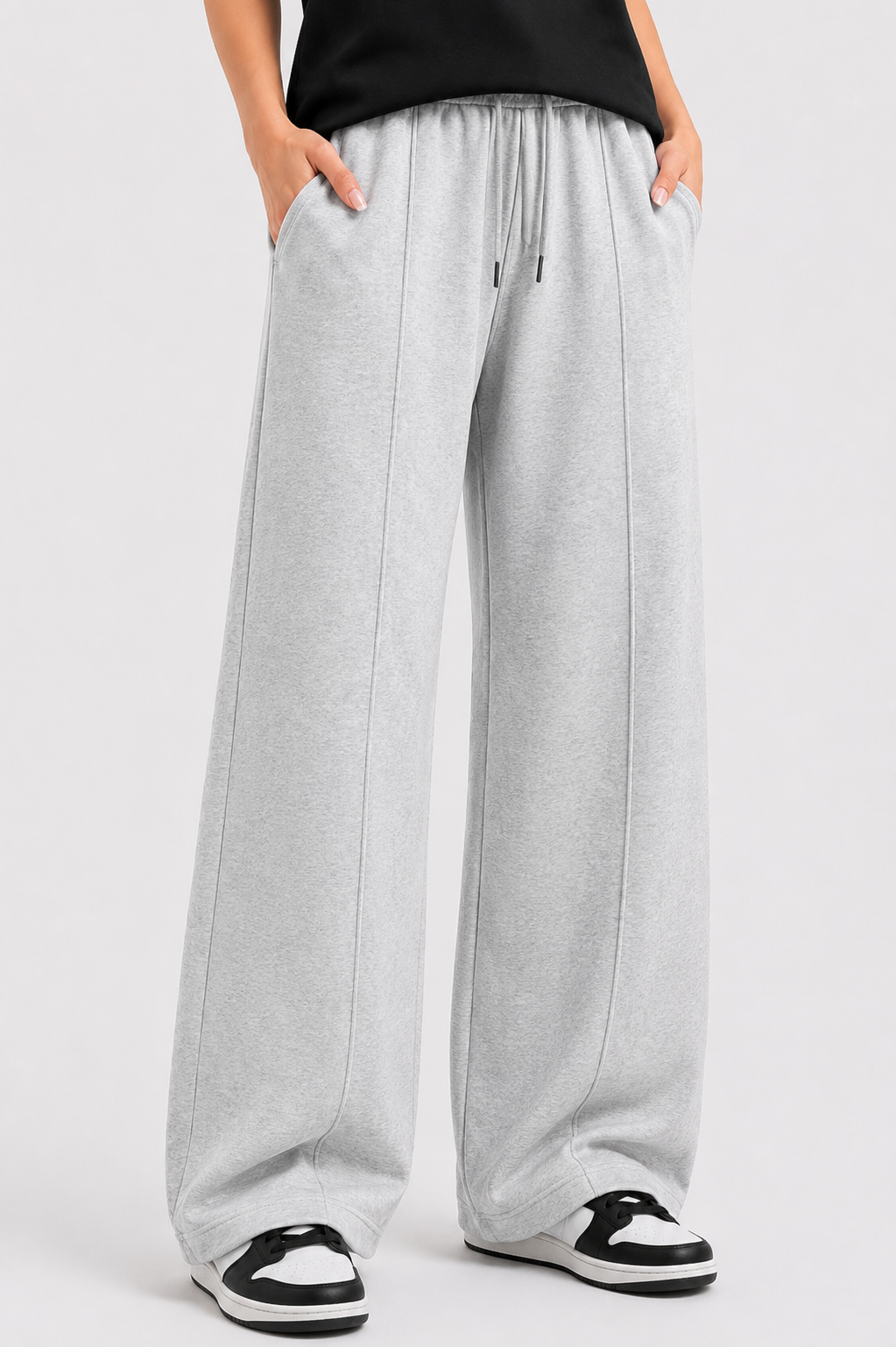 Women’s French Terry Pintuck Trousers – Relaxed Straight Fit