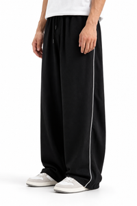 Loose Baggy Fit Trousers with Piping Detail