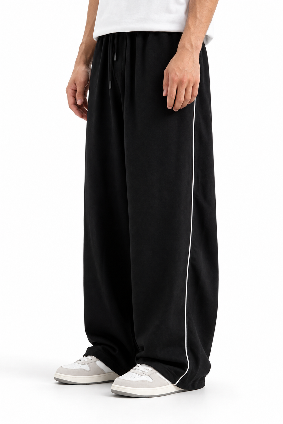 Loose Baggy Fit Trousers with Piping Detail