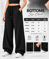 Relaxed Fit Wide Leg Baggy Trousers - Black