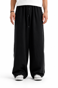 Loose Baggy Fit Trousers with Piping Detail