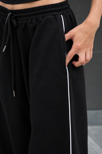Loose Baggy Fit Trousers with Piping Detail