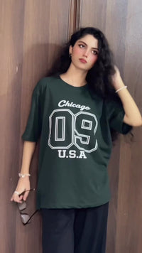Chicago 09 Oversized T-Shirt & Wide Leg Trouser – Green