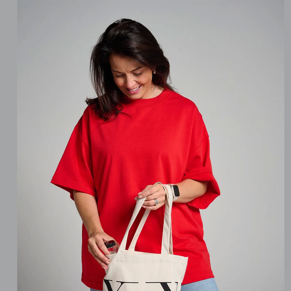 Womens Oversized Short Sleeve T Shirts Trendy Crew Neck Loose Workout Tee Casual Summer Tops Cotton - Red